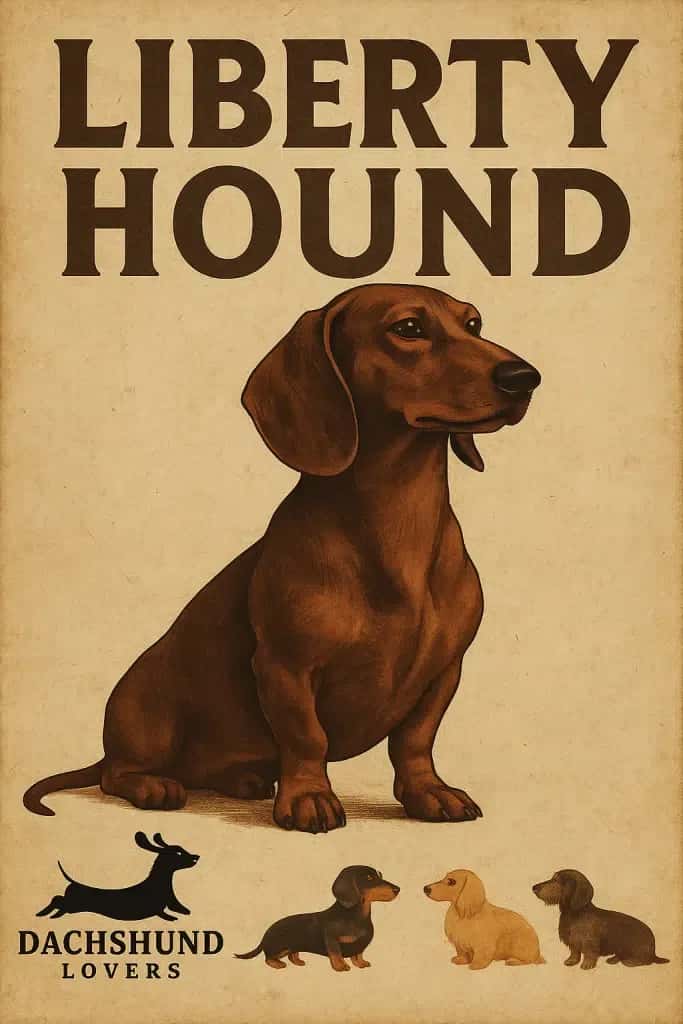 Vintage World War I propaganda poster featuring a dachshund labeled “Liberty Hound” 