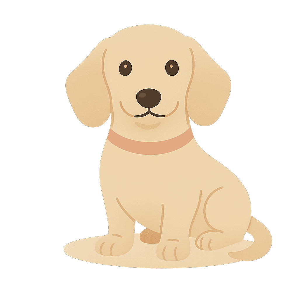 Light cream cartoon dachshund sitting.