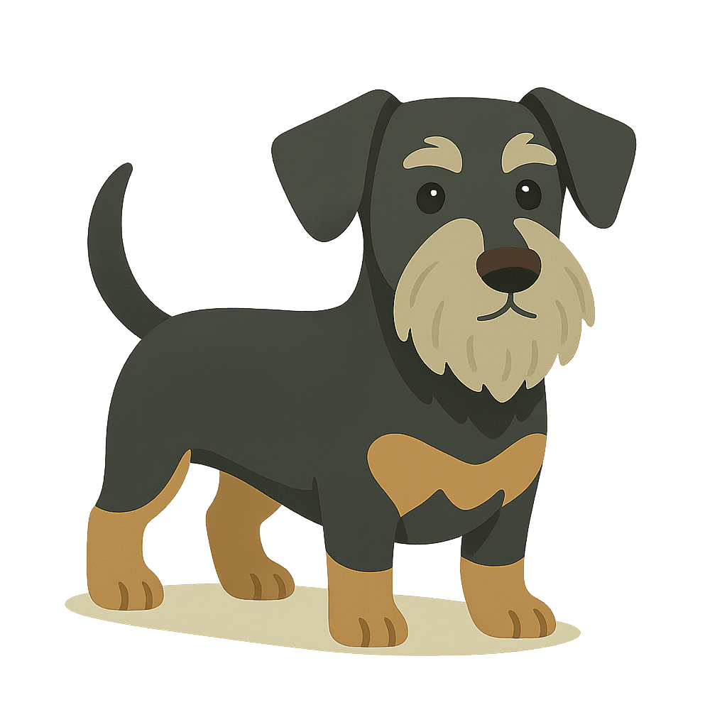 Cartoon Schnoxie dog standing.