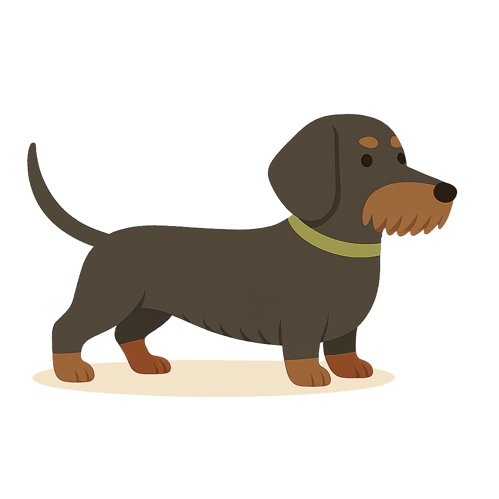 Wirehaired wild boar cartoon dachshund standing.