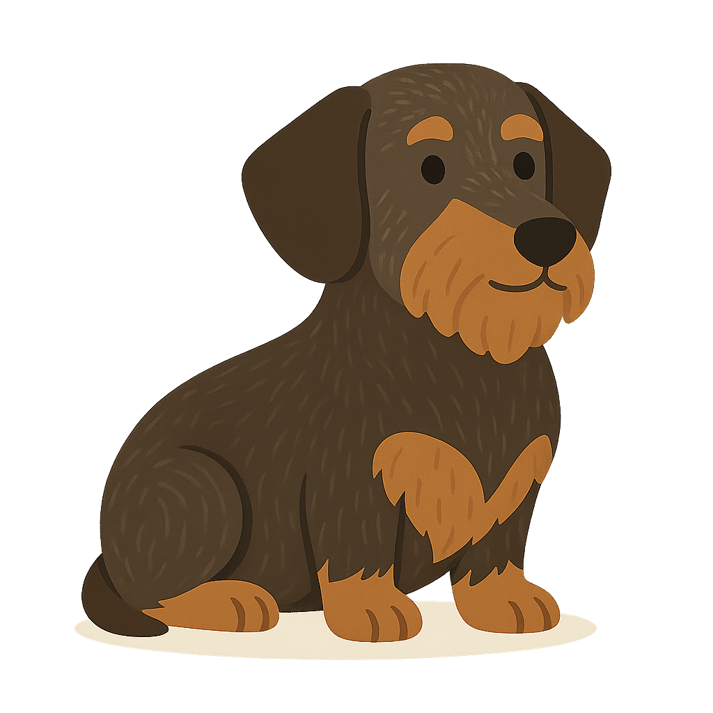 Cartoon wirehaired dachshund sitting.