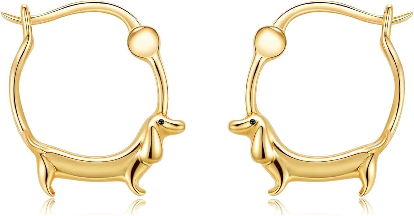 Gold Dachshund Hoop Earrings Elfront