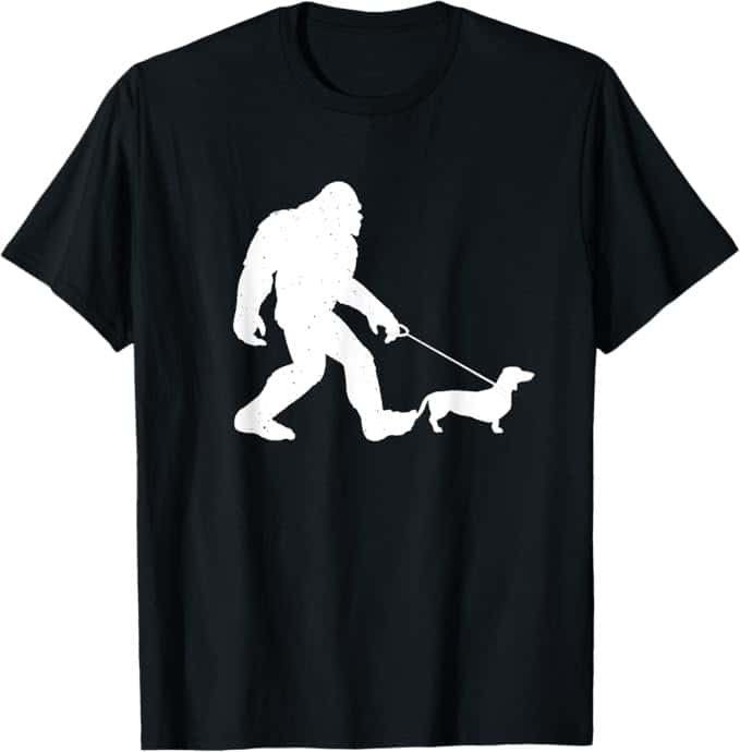 Bigfoot Walking Dachshund T-Shirt