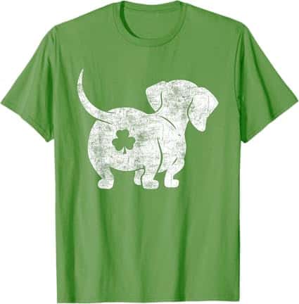 St Patricks Day Dachshund Clover Butt T-Shirt