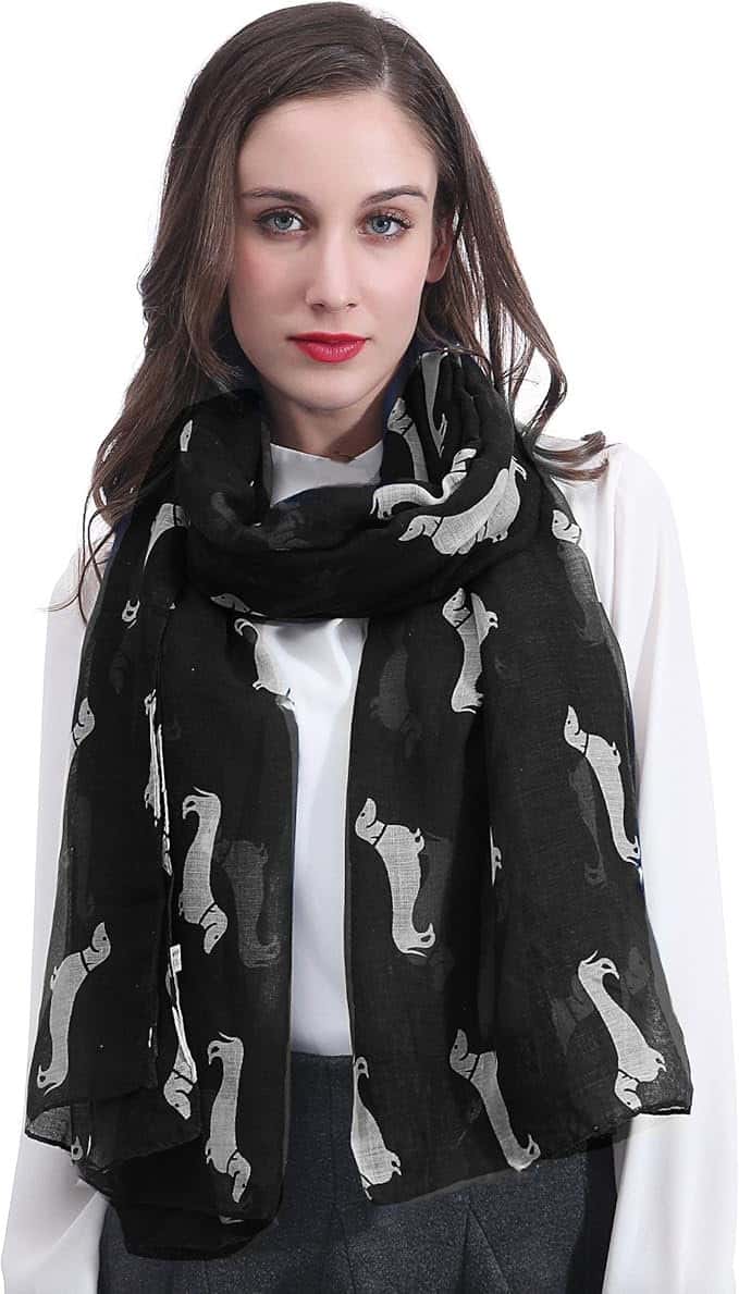 Lina Lily Dachshund Dog Print Scarf