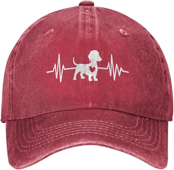 Yipaidel Embroidered Heartbeat Dachshund Baseball Cap