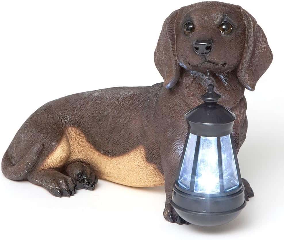 Dachshund Solar Lantern Garden Statue Bits and Pieces