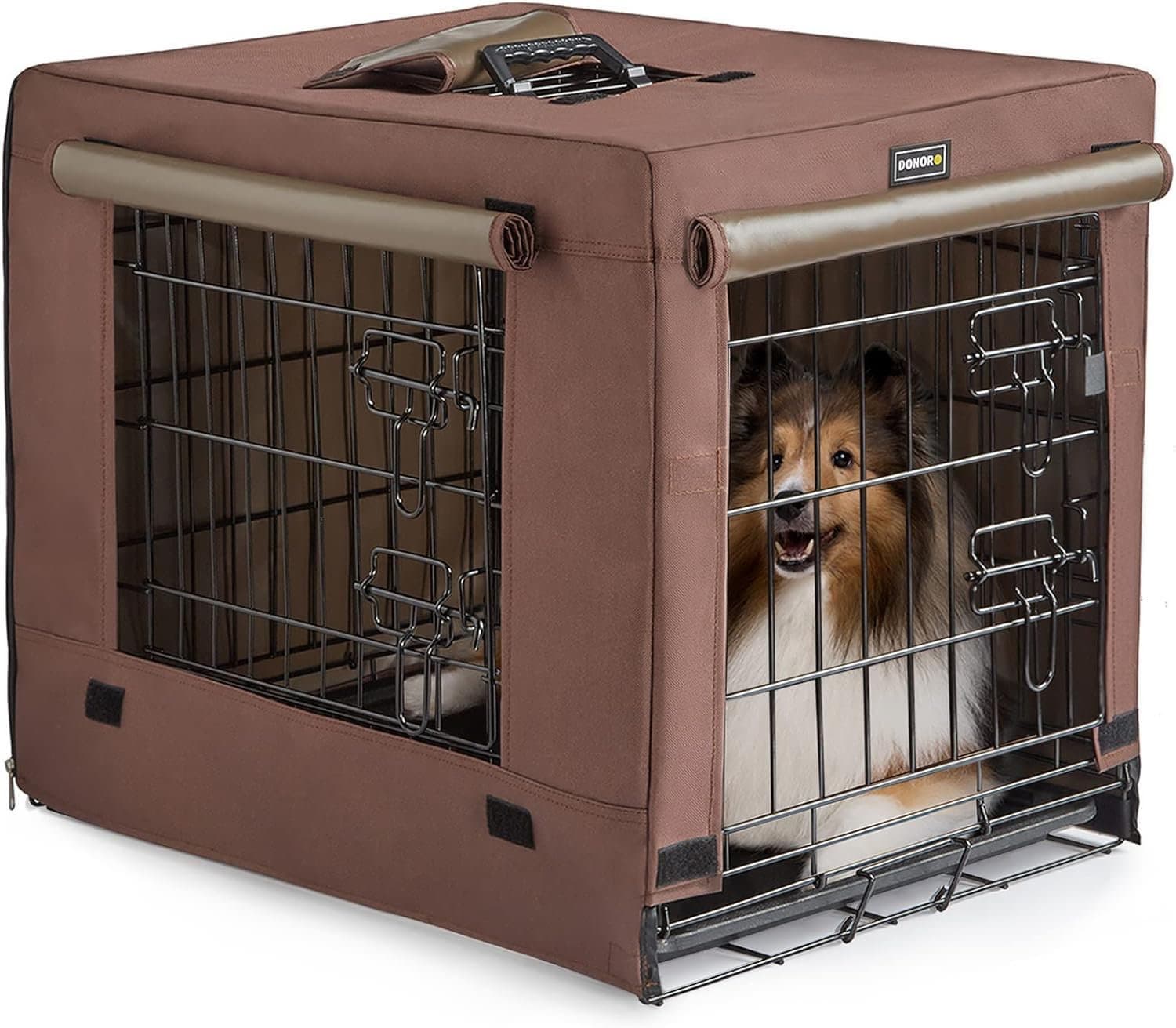 Donoro Dog Crate Cover 30-Inch Brown