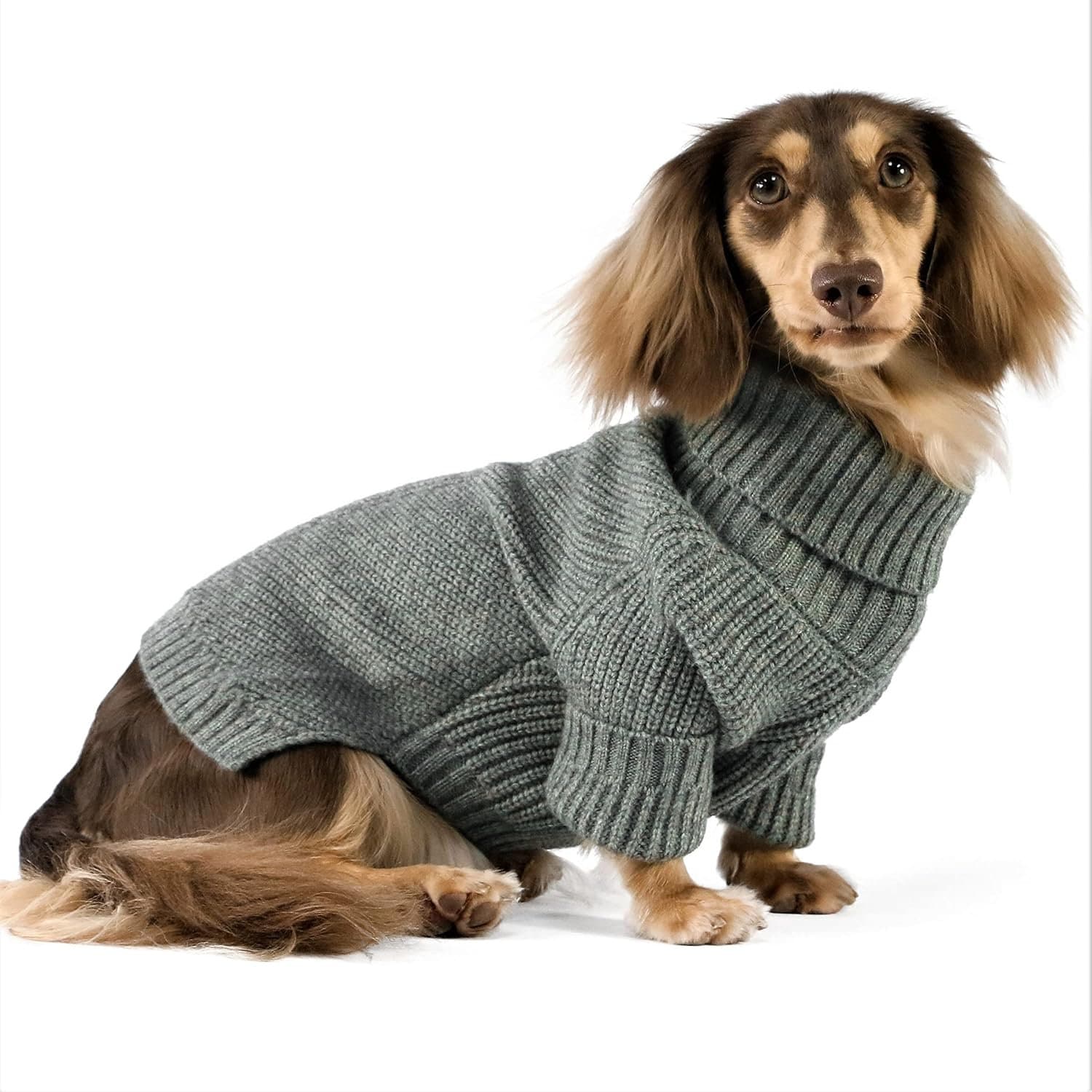 Dog Turtleneck Sweater Heather Grey Fitwarm