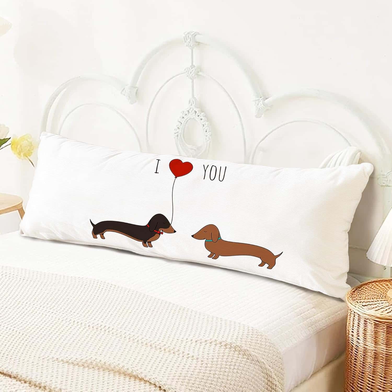 I Love You Dachshund Body Pillow Cover