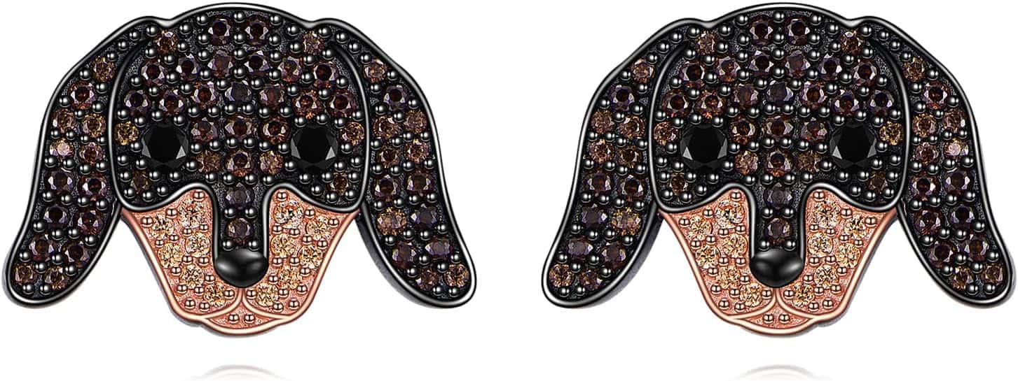 Sparkling Dachshund Face Stud Earrings – YFN