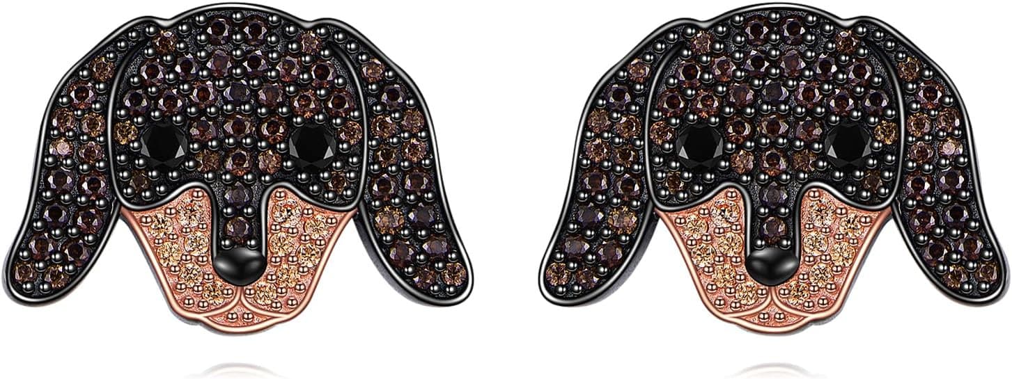 Sparkling Dachshund Face Stud Earrings – YFN