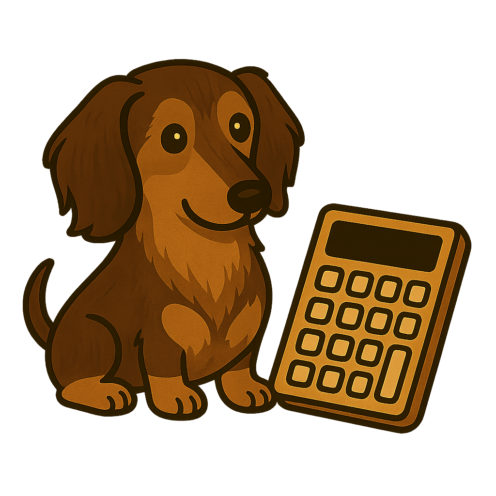 Sable Dachshund With Calculator illustrating the fact that this is a calculator page