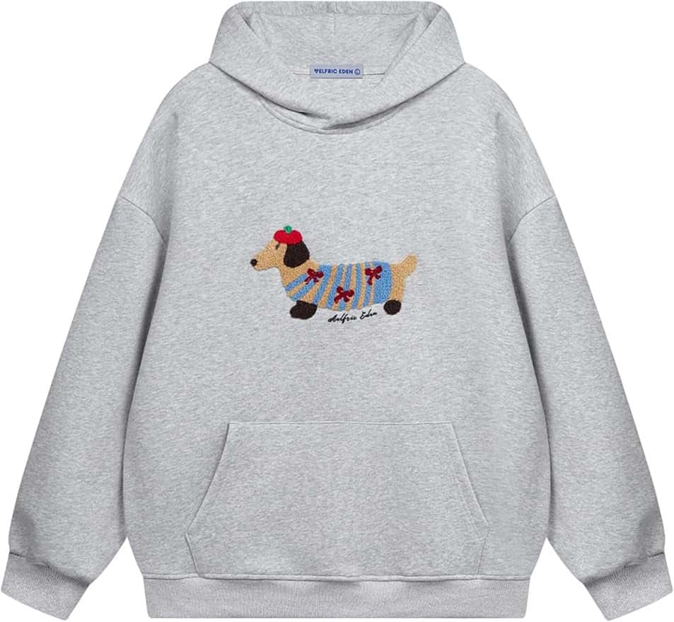 Aelfric Eden Cartoon Dachshund Hoodie Grey