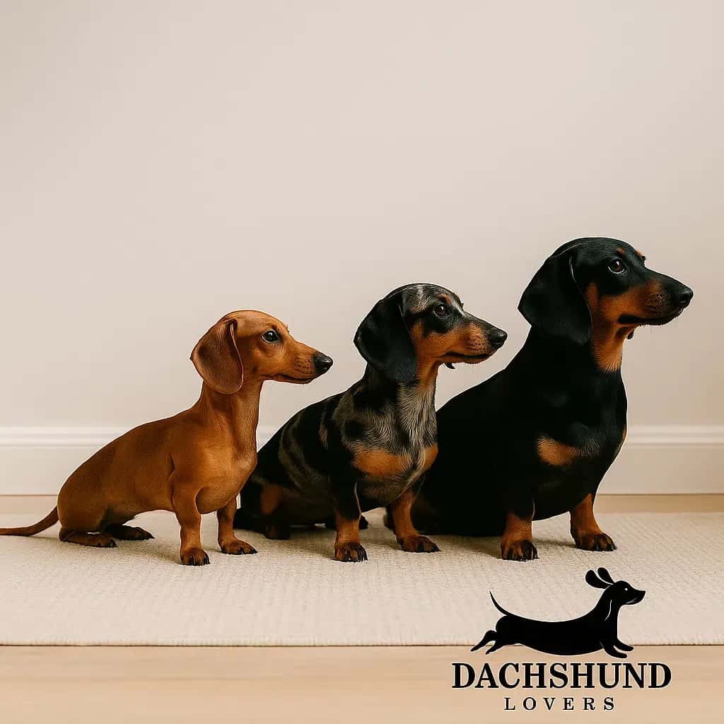 Infographic explaining post-birth care for dachshunds and their puppies during the first 72 hours, including keeping warm, monitoring feeding, checking health, and encouraging bonding, with cartoon dachshund illustrations and branding.