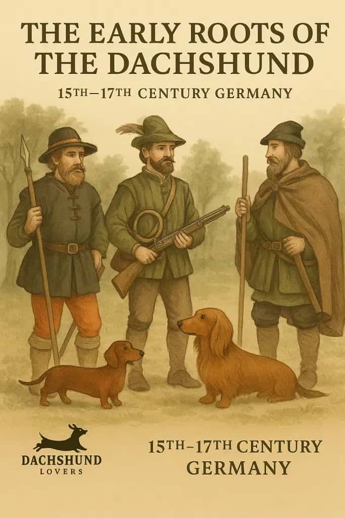 Early roots of dachshunds illustrated with 15th–17th century German hunters and short-legged,