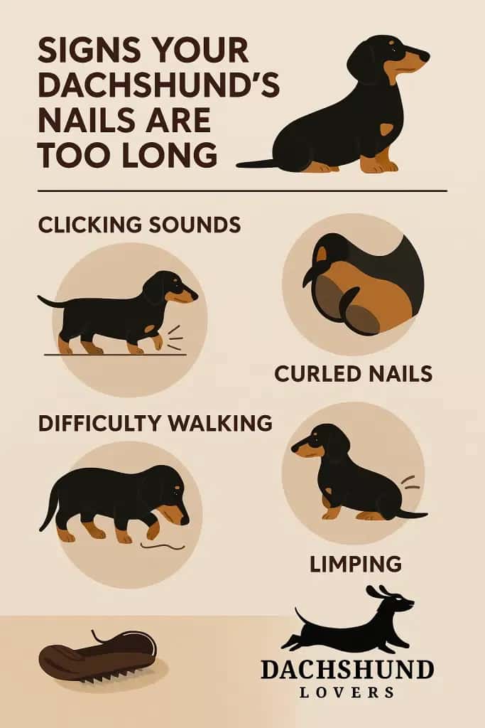 Infographic four key signs your dachshund’s nails are too long: clicking sounds, curled nails