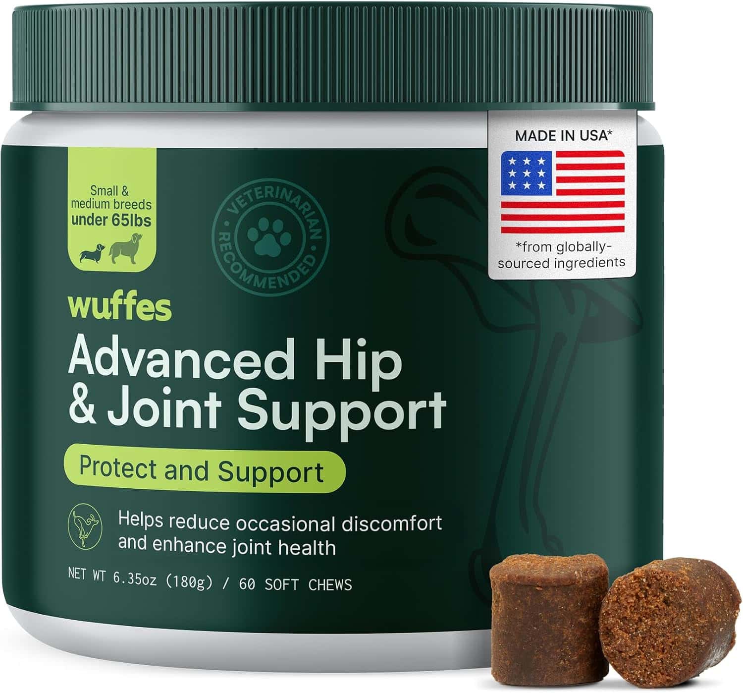 wuffes advanced dog hip joint supplement 60 chews